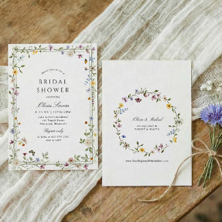 Invitation Wildflower Elegant Floral Garden Bridal Shower
