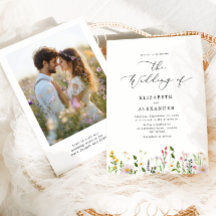 Wildflower Elegant minimalist Photo QR wedding