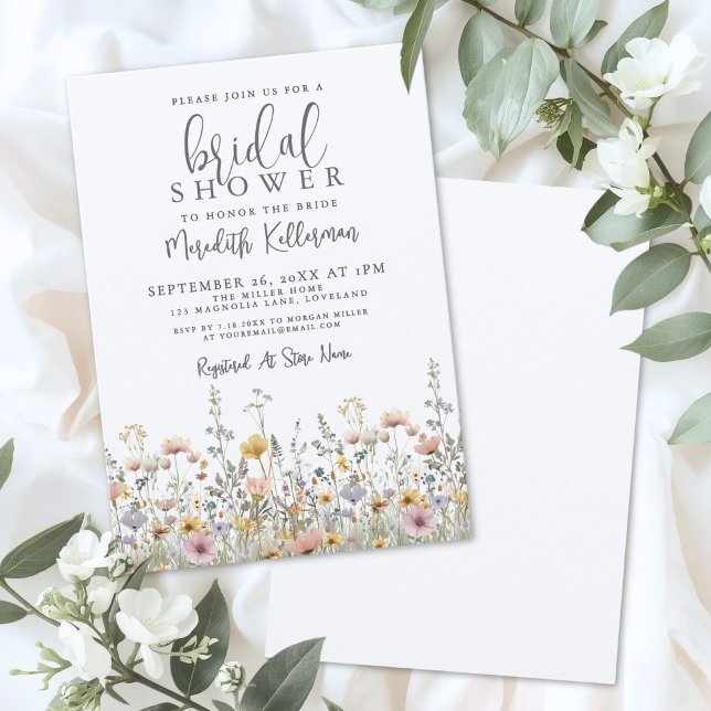 Invitation Wildflower Floral Bridal Shower (Wildflower Floral Bridal Shower Invitation)