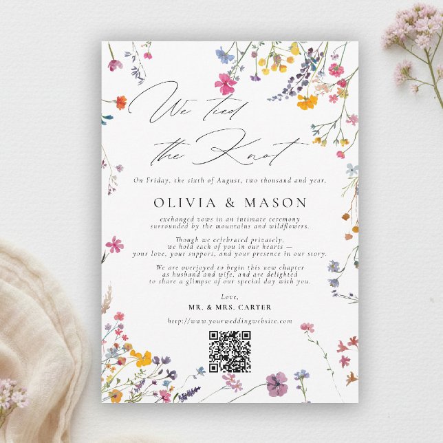 Invitation Wildflower Garden Modern Chic Wedding Announcement (wildflower wedding announcement watercolor garden backyard barn summer spring elegant romantic)