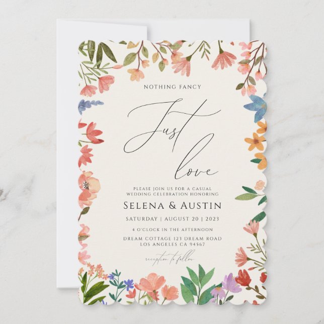 Invitation Wildflower Handscript Nothing Fancy Just Love   (Devant)