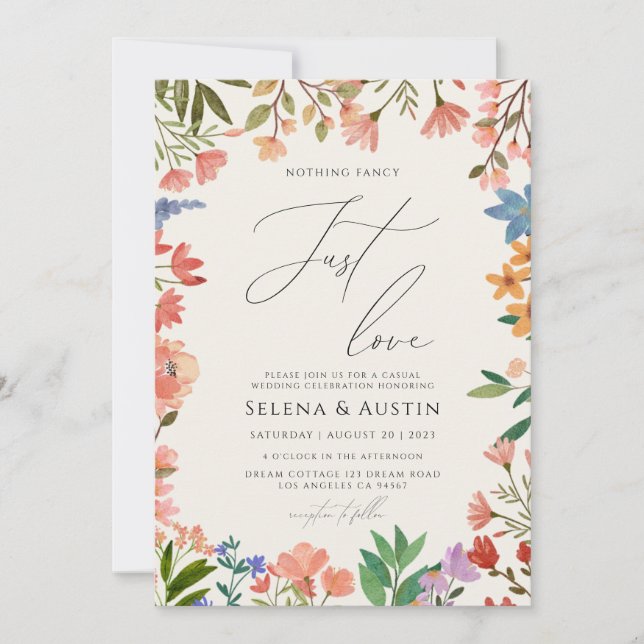 Invitation Wildflower Handscript Nothing Fancy Just Love   (Devant)