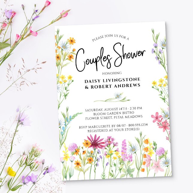 Invitation Wildflower Meadow Jolie Couples Floral Douche (Couples Shower Invitation from the Wildflower Meadow Bridal Shower Collection)