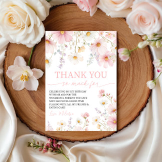 Invitation Wildflower Pink Floral Thank You Card