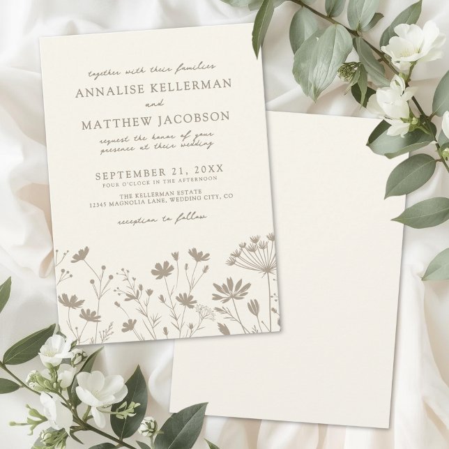 Invitation Wildflower Simple Minimalist Floral Wedding (Wildflower Simple Minimalist Floral Wedding Invitation)