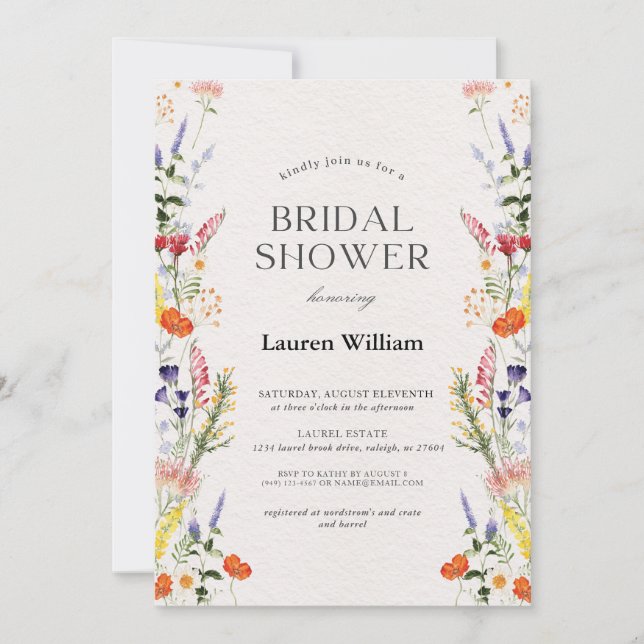 Invitation wildflowers Floral Bridal Tea Fiesta Brunch Ducha (Devant)
