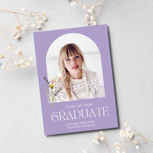 Invitation Wildlflower Photo Simple Girl Graduation Party (Wildlflower Photo Simple Girl Graduation Party Invitation)