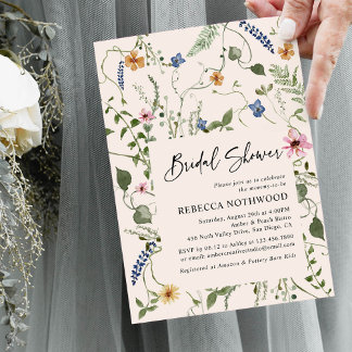 Invitation Wildlowers modernes Boho Fête des mariées rose