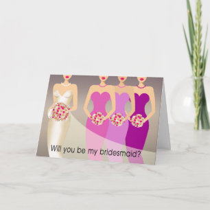Invitation Will you be my Bridesmaid ? Fête de Bridal pourp