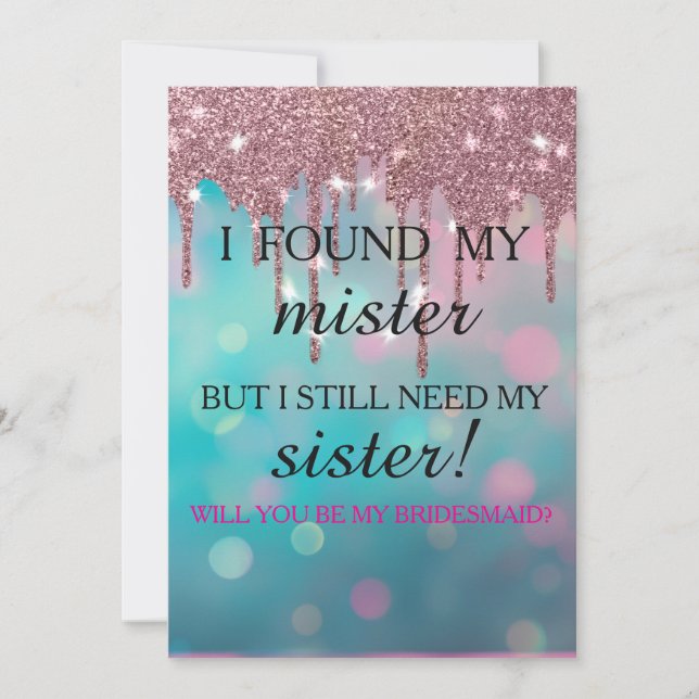 Invitation Will you be my bridesmaid? Rose Gold Dripping Invi (Devant)