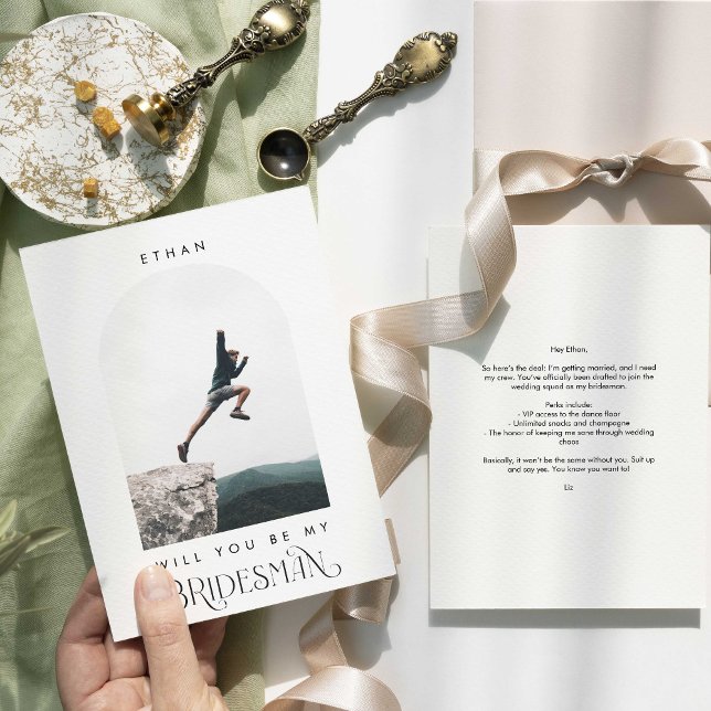 Invitation Will you be my Bridesman Minimal Photo Modern Arch (Créateur téléchargé)