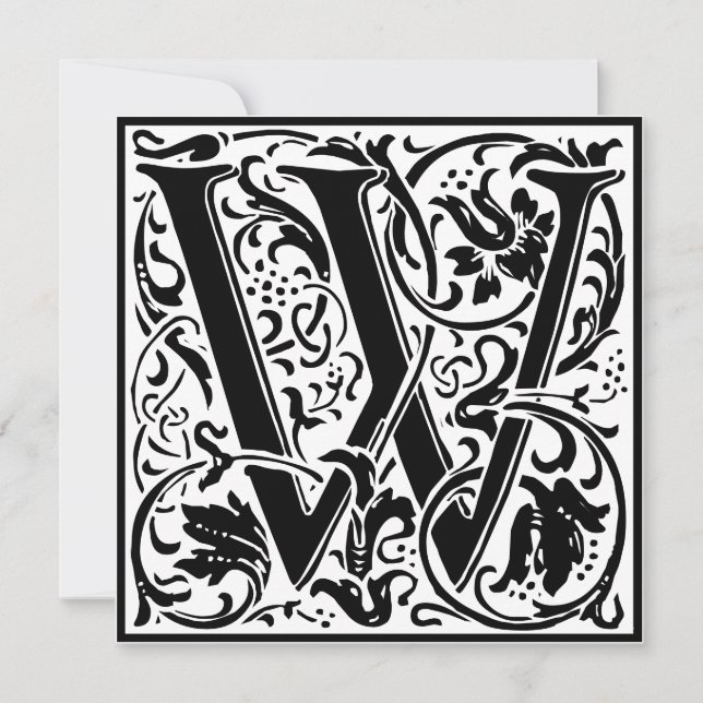 Invitation William Morris Alphabet Floral Lettre monogramme W (Devant)