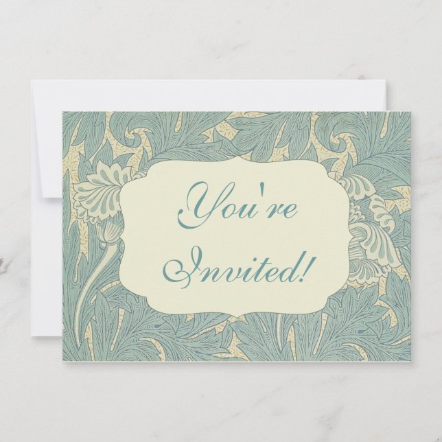 Invitation William Morris Classique Tulipe Bleu Floral (Devant)