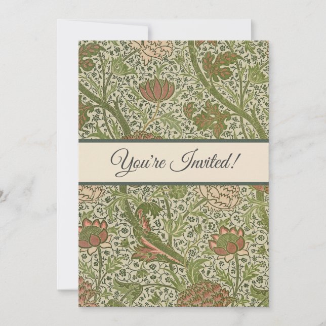 Invitation William Morris Cray Fleur de Sage Floral Botanique (Devant)