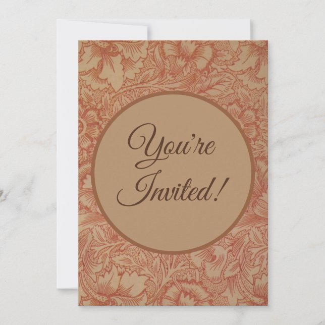 Invitation William Morris Fleur de pavot rose Floral (Devant)