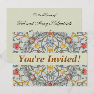 Invitation William Morris Floral Circle Flower Illustration