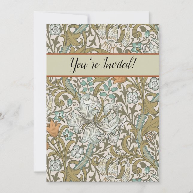 Invitation William Morris Golden Lily Blue Gold Classic (Devant)