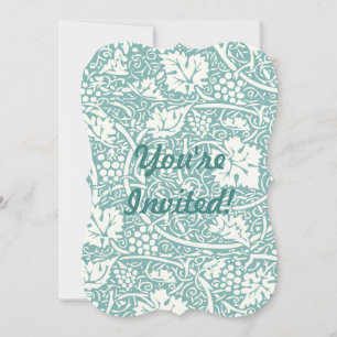 Invitation William Morris Grape Motif Turquoise Turquoise