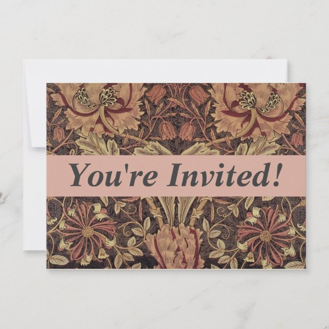 Invitation William Morris Honeysuckle Classic English Art (Devant)