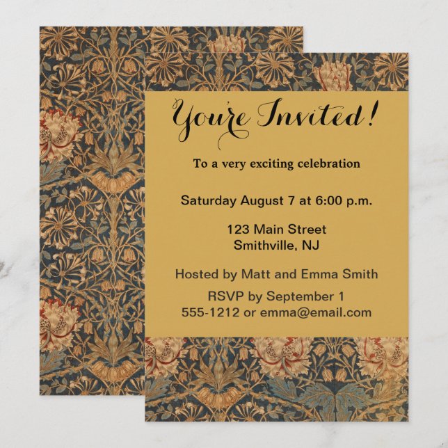 Invitation William Morris Honeysuckle Rich Wallpaper (Devant / Derrière)