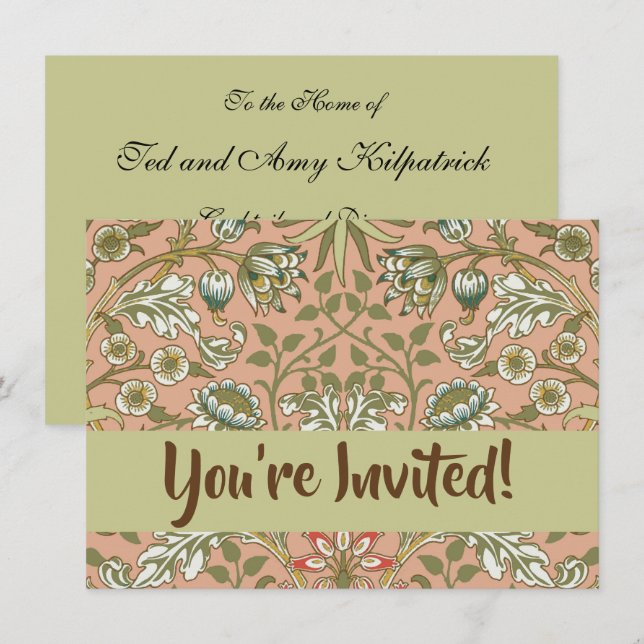 Invitation William Morris Hyacinth Flower Rose Art (Devant / Derrière)