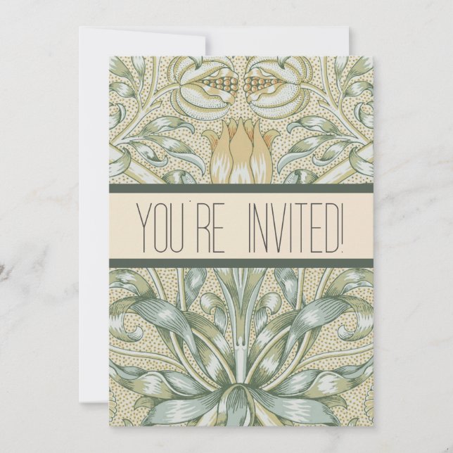 Invitation William Morris Lily et de la grenade classique (Devant)
