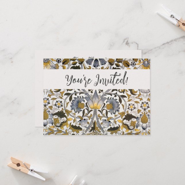 Invitation William Morris Lodden Fleur florale (Devant/Arrière en situation)