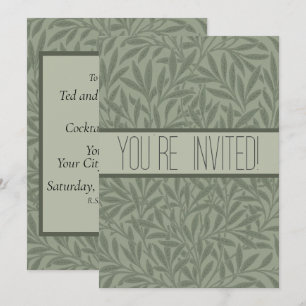 Invitation William Morris Motif Saule Antique Vert Sauge