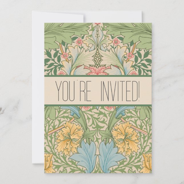 Invitation William Morris Myrtle Fleur Floral Botanique (Devant)