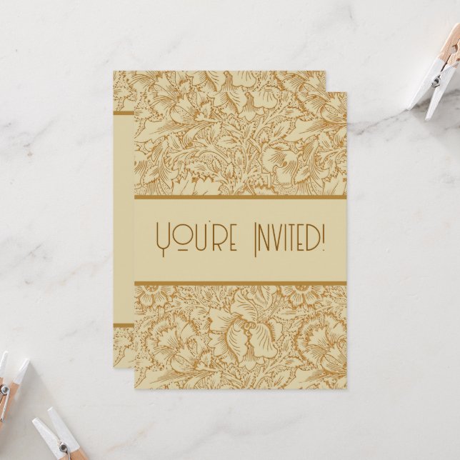 Invitation William Morris Papier peint floral Poppy (Devant/Arrière en situation)