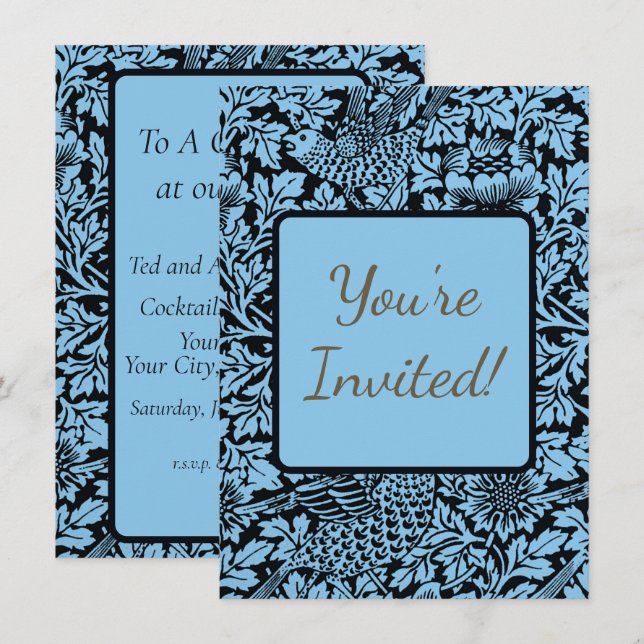 Invitation William Morris Particularités Florales Anénome d'o (Devant / Derrière)