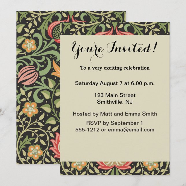 Invitation William Morris Persian Floral Antique (Devant / Derrière)