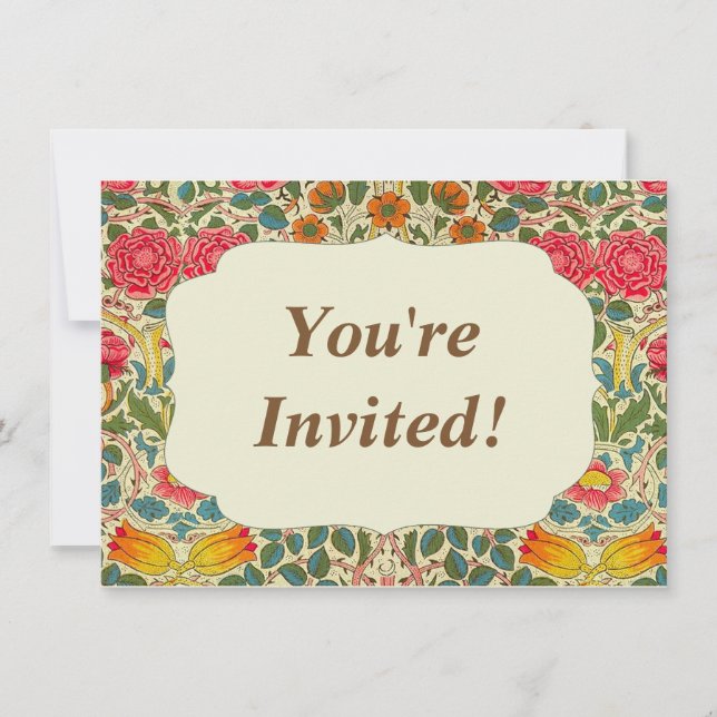 Invitation William Morris Rose Floral Chintz rose (Devant)