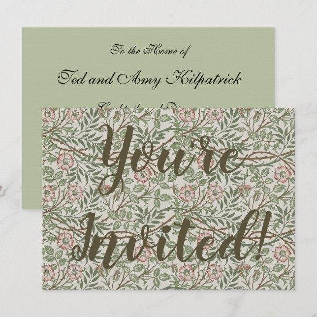 Invitation William Morris Sweetbrie Floral Art Nouveau (Devant / Derrière)