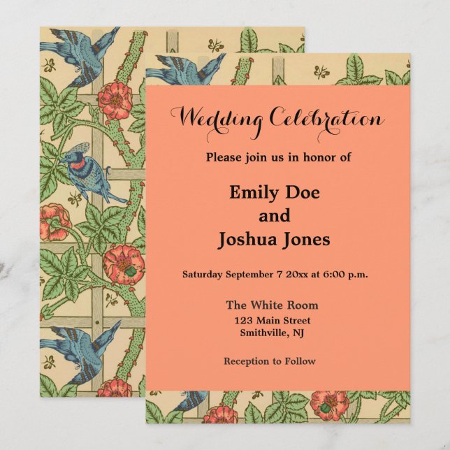 Invitation William Morris Trellis Design classique de papier  (Devant / Derrière)