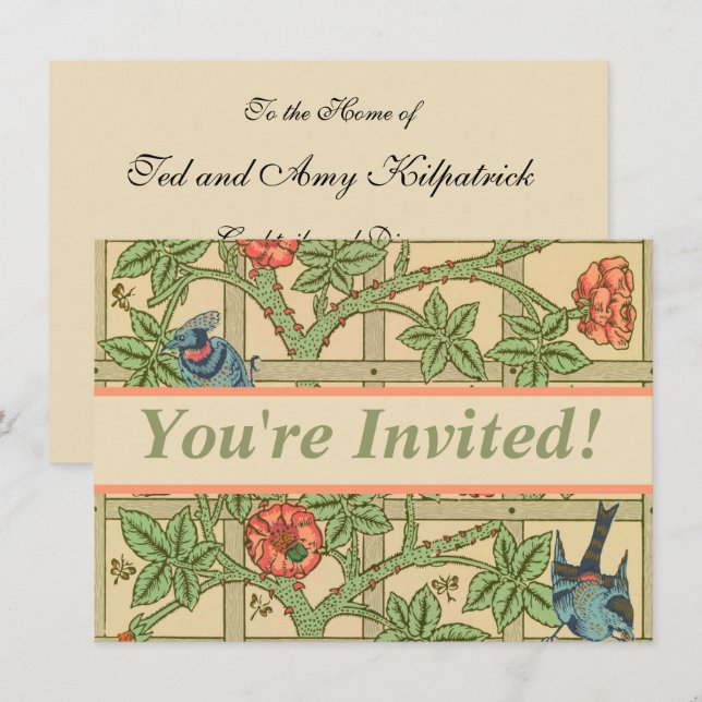 Invitation William Morris Trellis Design classique de papier  (Devant / Derrière)