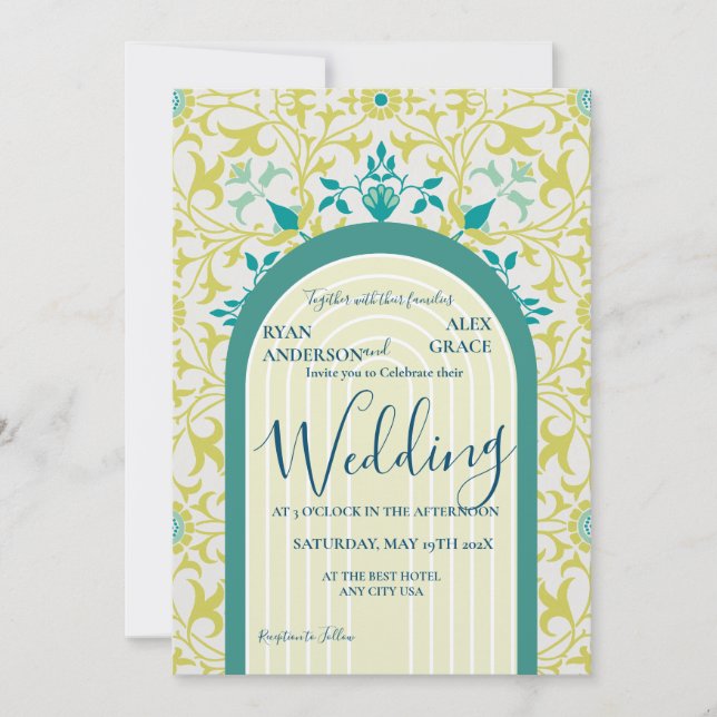 Invitation William Morris Vine Art Nouveau (Devant)