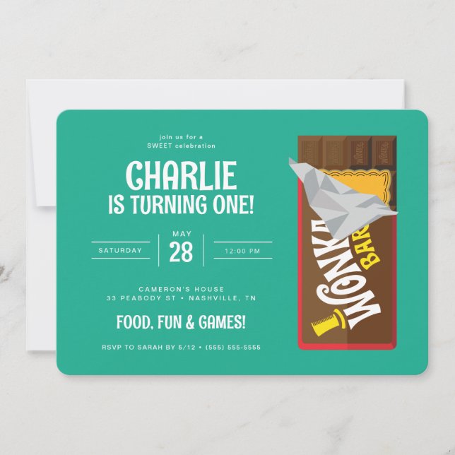 Invitation Willy Wonka & Chocolate Factory Anniversaire (Devant)