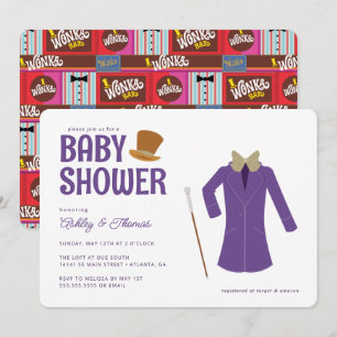 Invitation Willy Wonka et le Baby shower de l'usine de chocol