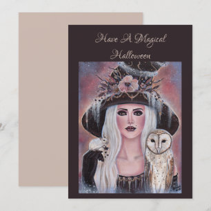 Invitation Wilona Witch avec hibou et souris par Renee Lavoie