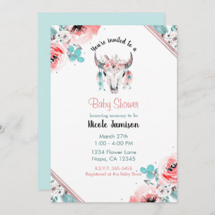 Invitation WILUN UN Baby shower Floral Chic Boho