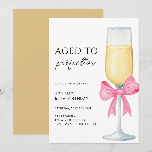 Invitation Wine Aged To Perfection 60th Birthday Party (Devant / Derrière)