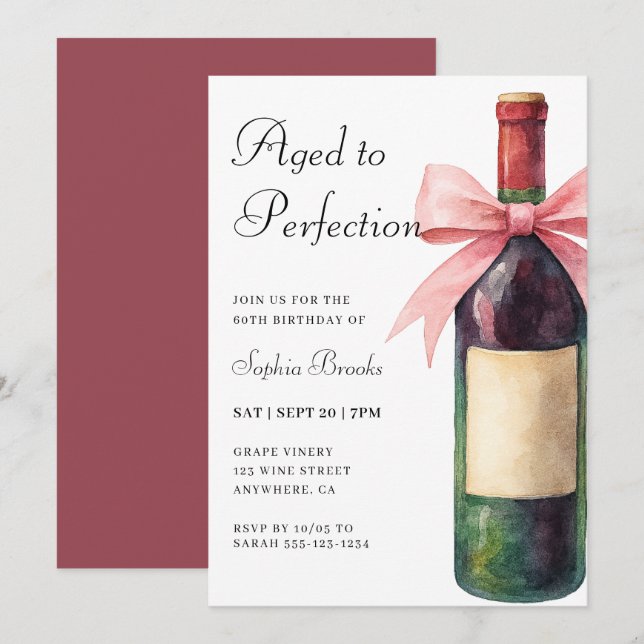 Invitation Wine Aged To Perfection 60th Birthday Party (Devant / Derrière)