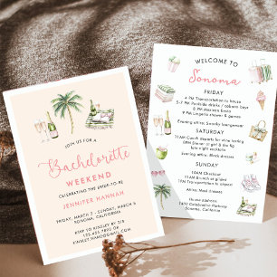 Invitation Wine Country Bachelorette Week-end Itinéraire