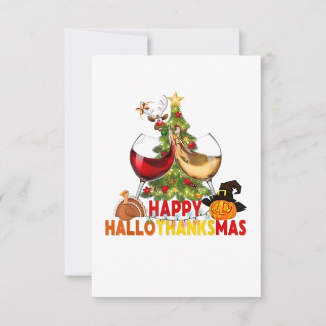 Invitation wine glass thankgiving funny wine happy hallothank (Devant)