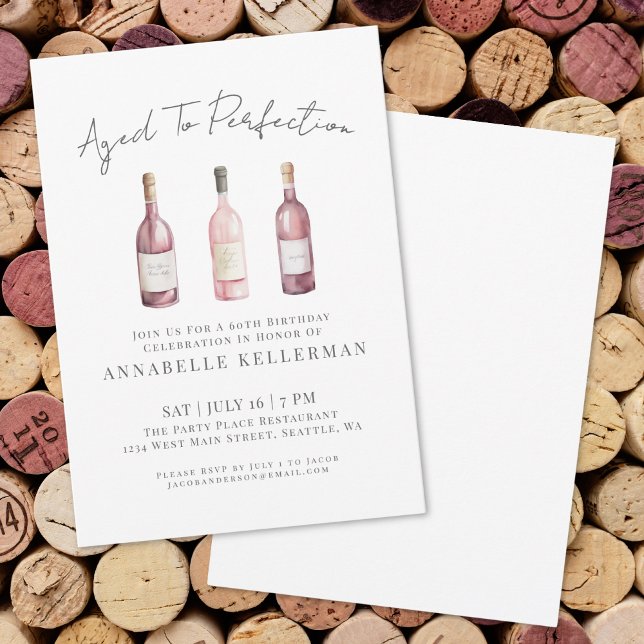Invitation Wine Simple Sixty 60th Birthday Party (Wine Simple Sixty 60th Birthday Party Invitation)