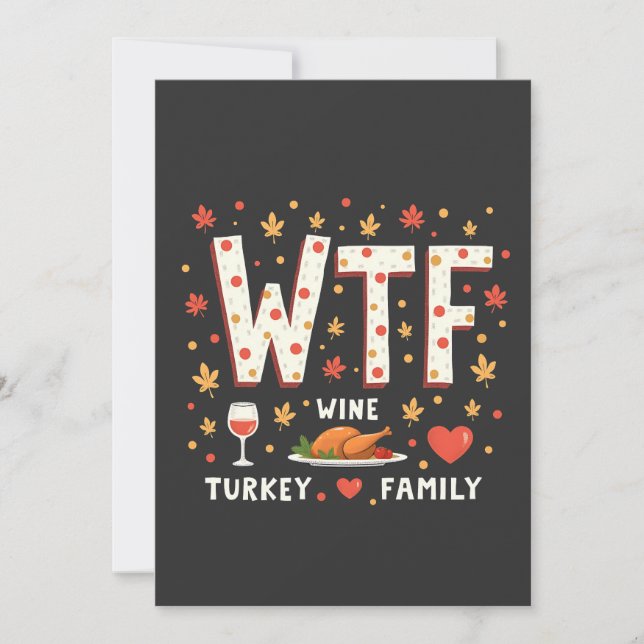 Invitation WIne Turquie Famille drôle Thanksgiving (Devant)