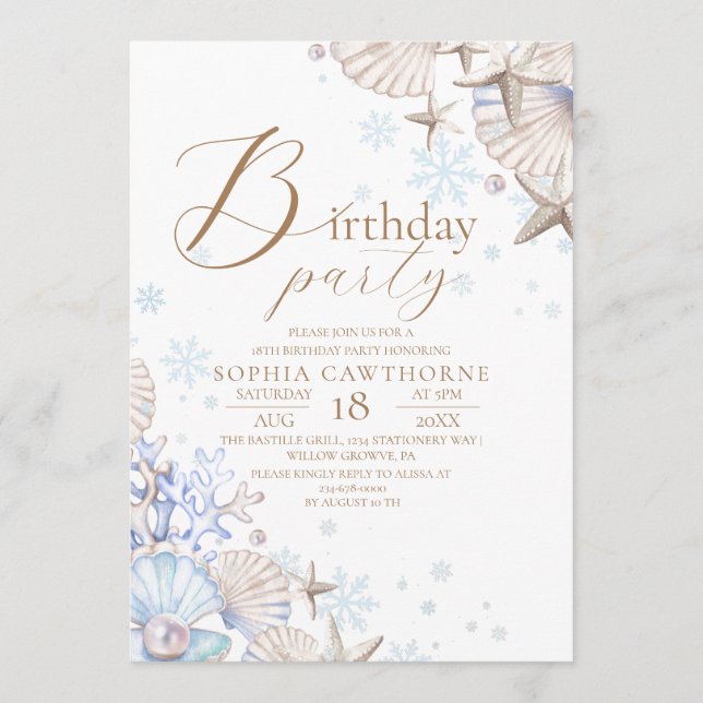Invitation Winter Beach Theme 18th Birthday Party (Devant)