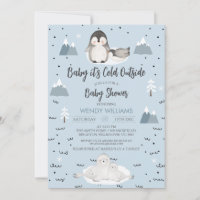 Winter Blue Boys Arctic Animaux Baby shower