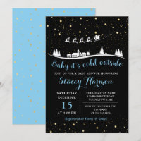 Winter Boy Baby Son froid dehors Baby shower bleu
